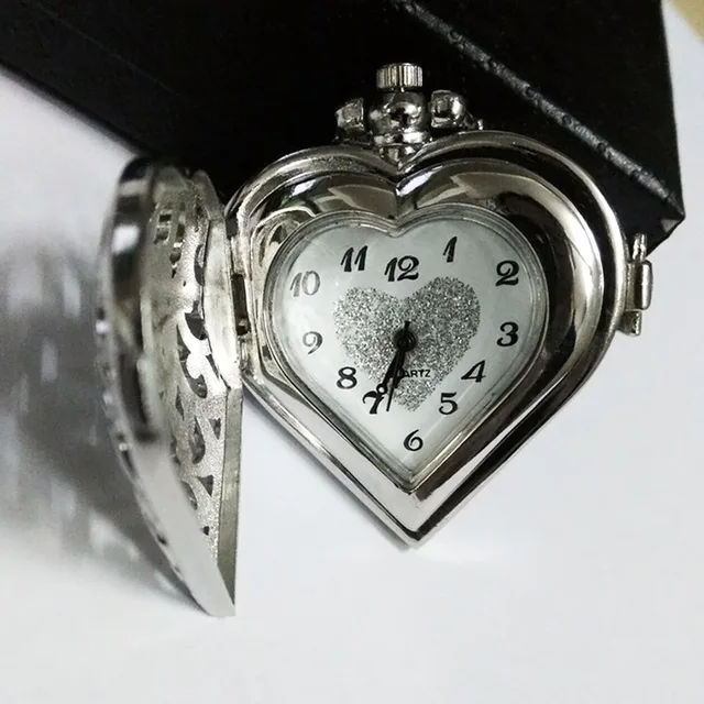 Elegant Hollow Heart Shape Quartz Fob Pocket Watch With Sweater Chain Necklace G Elegant Hollow Heart Shape Quartz Fob Pocket Watch With Sweater Chain Necklace G