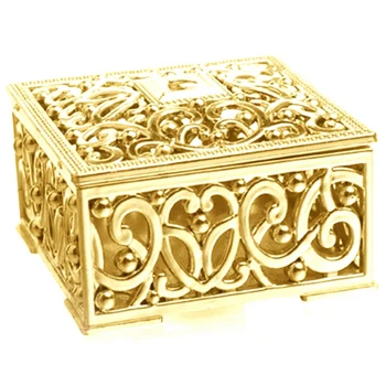 

HOT 100Pcs Luxury Golden Square Candy Box Treasure Chest Wedding Favor Box Party Supplies