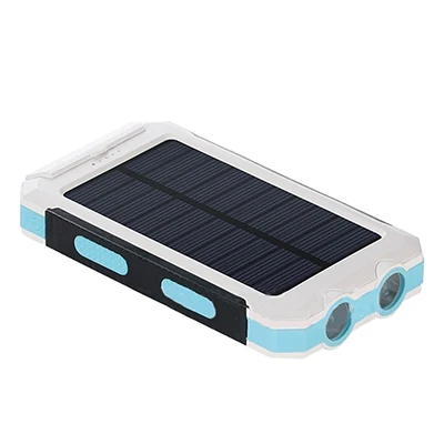 20000 мА/ч Водонепроницаемый двойной светодиодный светильник, солнечное зарядное устройство для Xiaomi, внешний аккумулятор, солнечное зарядное устройство для iPhone, samsung, Meizu - Цвет: black white