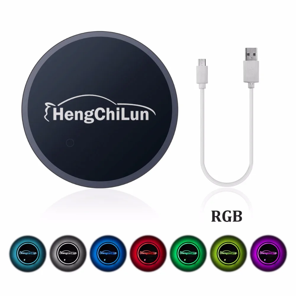

Waterproof Rechargeable RGB LED Car Cup Pad Mat Car Cup Bottle Drinks Holder Pad Built-in Vibration & Light Sensor with USB