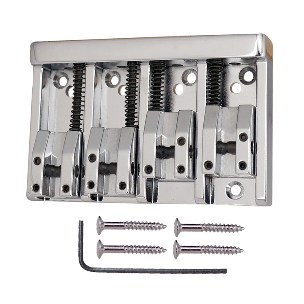 Durable 1 Set 4-string Electric Bass High-End Roller Saddles Bridge Tailpieces Silver Guitar Accessory