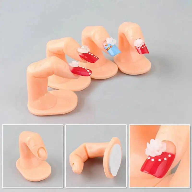 

4PCS Plastic Fake Finger Model Practice Training Nail Art False Tips Display Tool Flexible Soft Finger