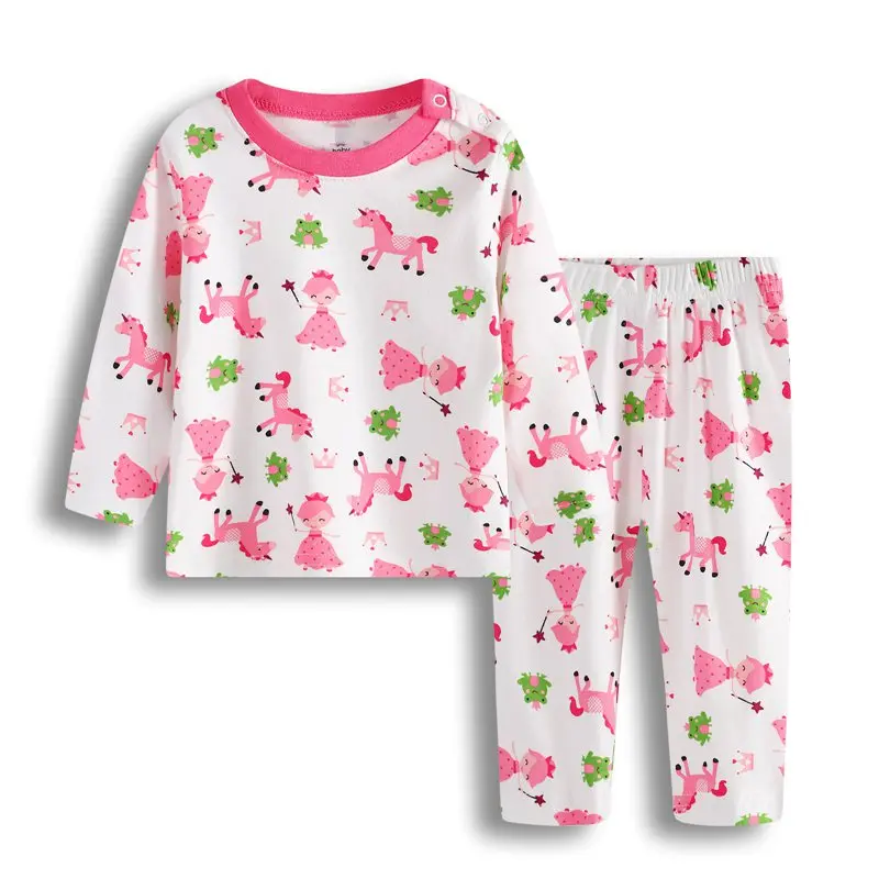 2018 Autumn Winter Newborn Baby Boys Girls Clothing-Set Cotton Kids Flowers Fish Airplane Princess Car Pajamas clothes suit (2)