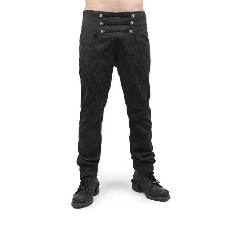 

PUNK RAVE Mens Gothic Pants High-waisted Male Black Winter Flower Pattern Men Stage Performance Cotton Long Pants