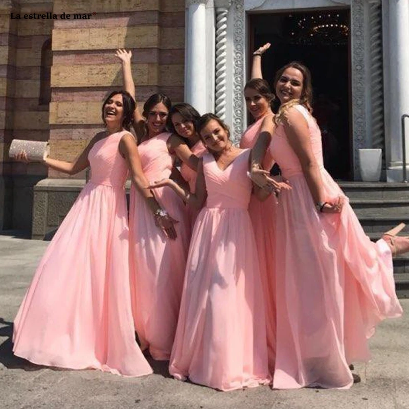 mint green and pink bridesmaid dresses