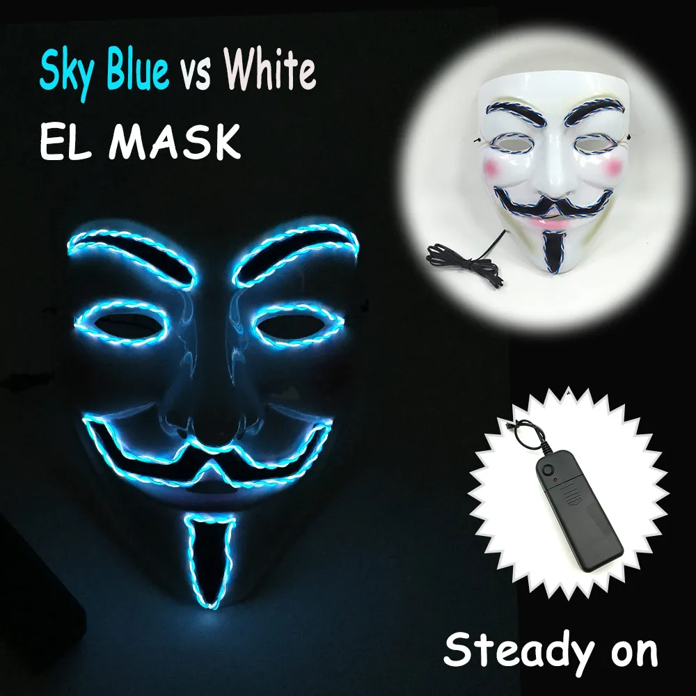 Витая пара серии V Vendetta Маска для паники светодиодная светящаяся маска EL Light Up