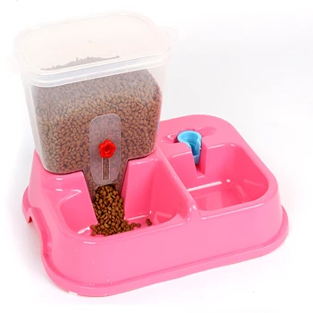 Модная миска для собак и кошек Фидер диспенсер воды для миски Pet Фидер двойная автоматическая подача и полив домашних животных автоматическая подача воды - Цвет: pink