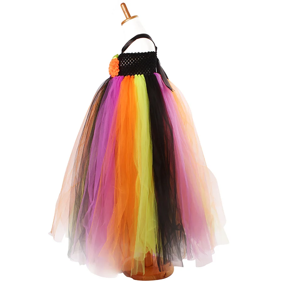 Baby Girls Halloween Costume Flower Kids Tutu Dress Children Princess Tulle Dress Rainbow Princess Children Ball Gown (4)