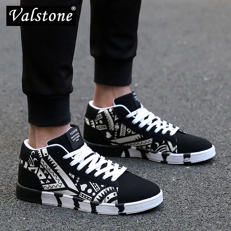 

Valstone Men's Pattern Sneakers Casual Cloth shoes Hip hop shoes women vulcanized shoes wear resistant rubber shoes plus size 47
