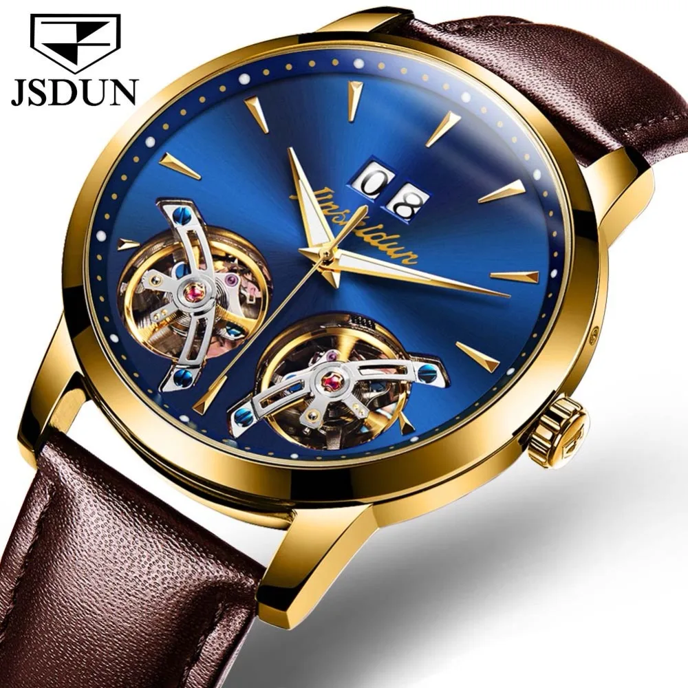 

JSDUN Men's Watches Top Brand Luxury Automatic Watch Men Double Tourbillon Watch Fashion Casual Business Mechanical Wristwatch