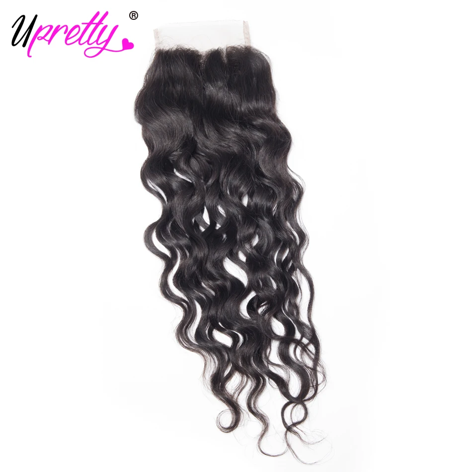 Upretty Indian Hair Bundles With Closure Wet And Wavy Human Hair 3 Bundles With Closure Indian Water Wave Bundles With Closure