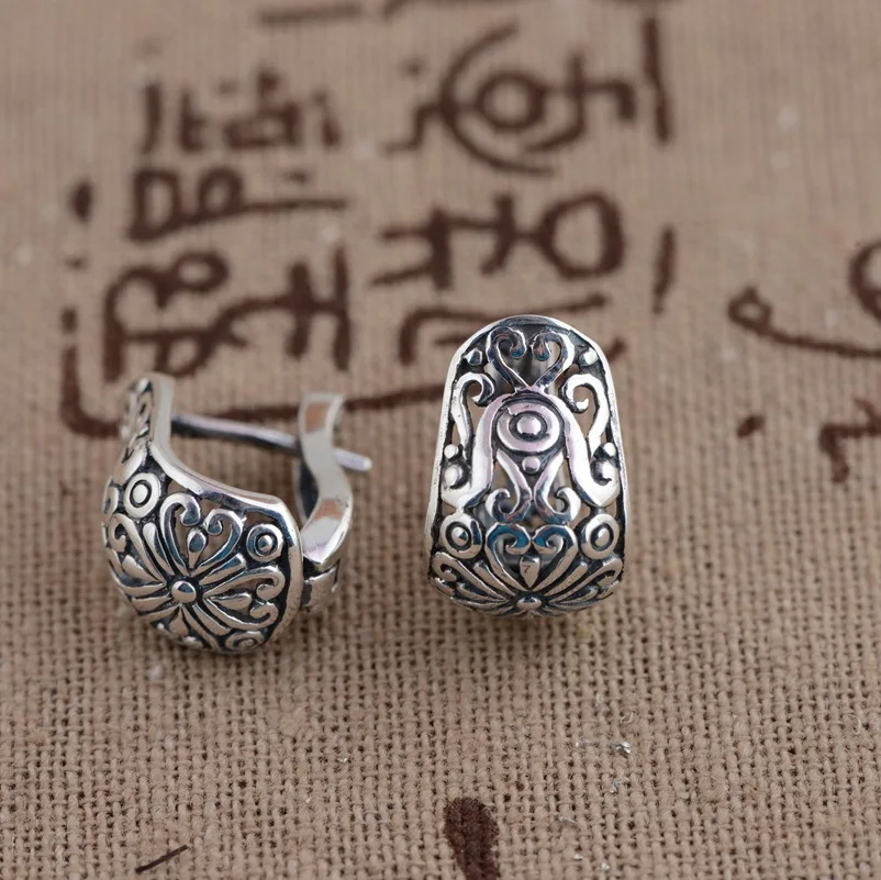 Настоящее 925 пробы, серебряные серьги с цветами, Винтажные серьги, простой дизайн, модные ювелирные изделия, Женские аксессуары