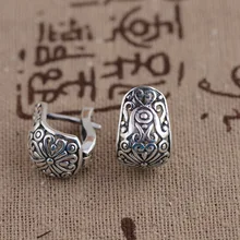 Настоящее 925 пробы, серебряные серьги с цветами, Винтажные серьги, простой дизайн, модные ювелирные изделия, Женские аксессуары