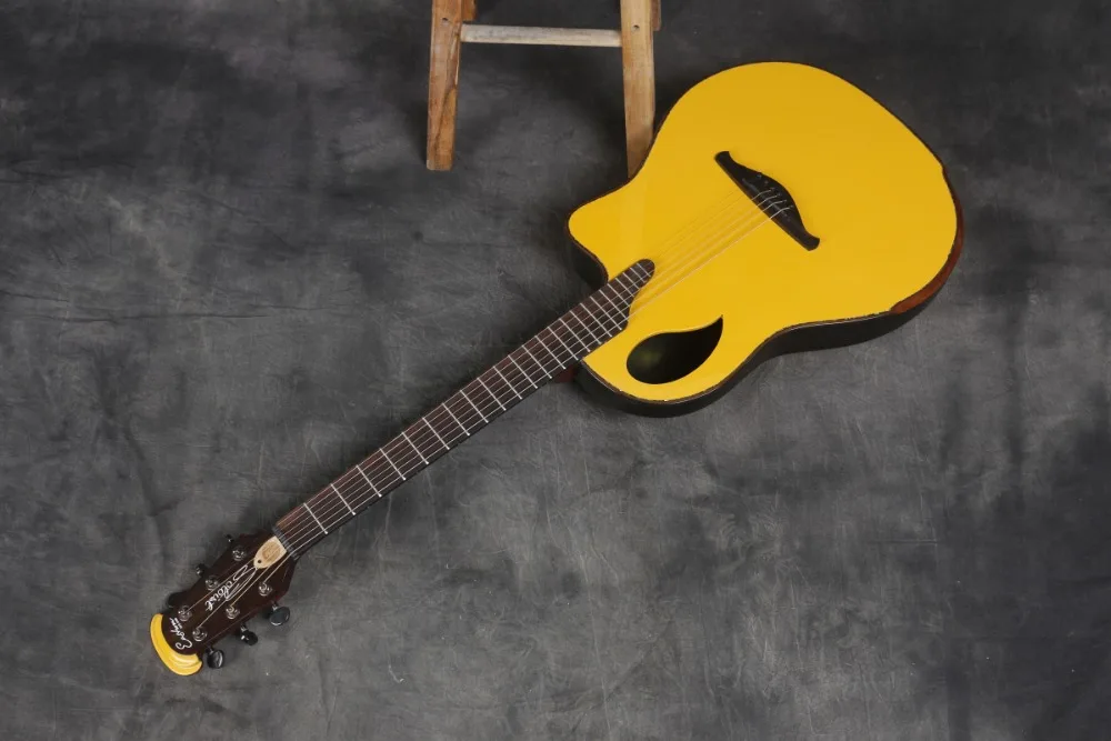 Alta calidad ronda de vuelta ovación eléctrica acústica Guitarras con aleación de carburo de Conchas Guitarras ra
