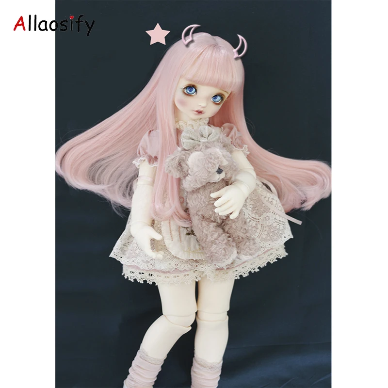 

Allaosify Free Shipping 1/3 1/4 1/6 BJD Wigs Long Straigst Tail Bob High Temperature Fiber for Dolls bjd hair