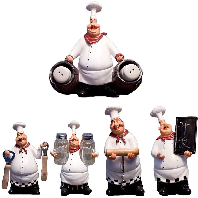 

Retro Chef Model Home Decoration Accessories Resin Crafts Mini Chef Figurines Kitchen Home Decor with Bottle opener Spice Jar