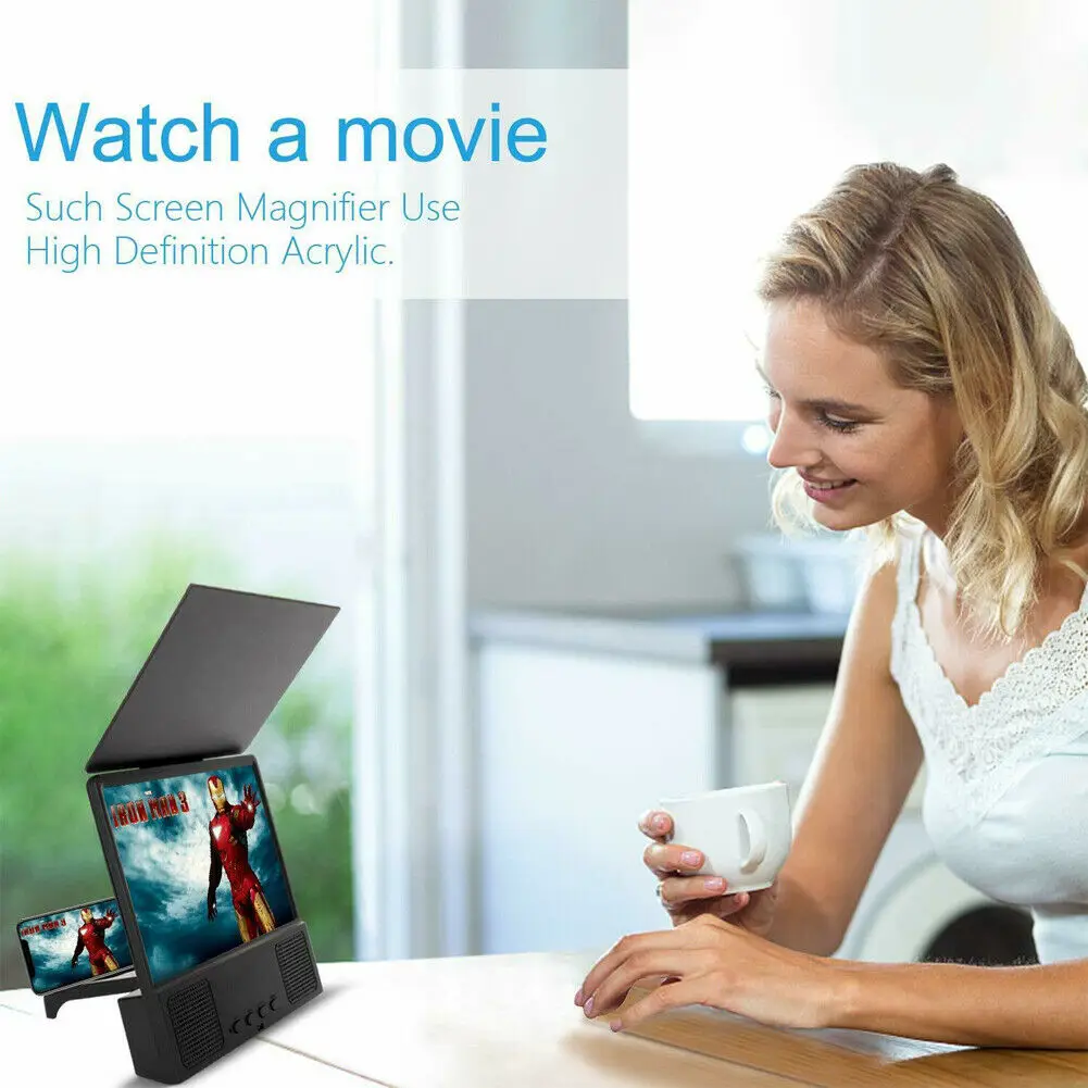 8.5inch Mobile Phone Screen Magnifier 3D HD Video Amplifier Smart Phone Stand