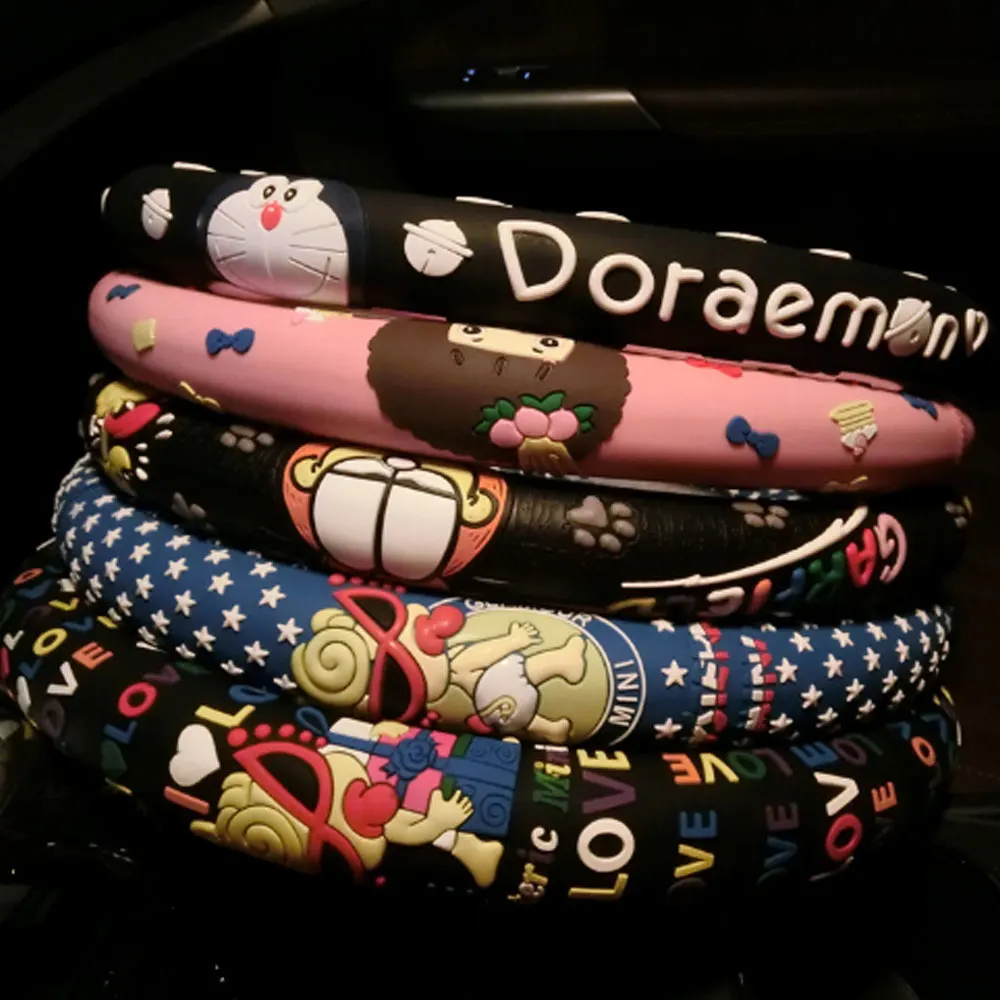 Hot New Cartoon Cute Steering Wheel Covers Mickey Mouse Printed Car Steeing-Wheel Cover Latex Car Interior Accessories For Girls