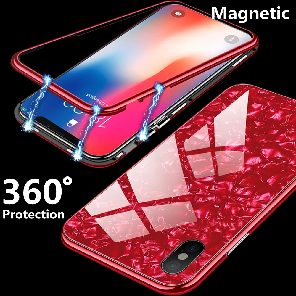 

360 Magnetic Glass Cases for iphone XS Max iphone 8 7 Plus 8plus 7plus Shell Cover Coque for iphone XR 6 s 6S iphone X 10 Case