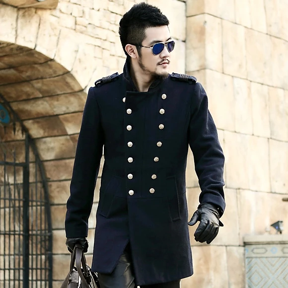 Mens Long Military Coat Han Coats