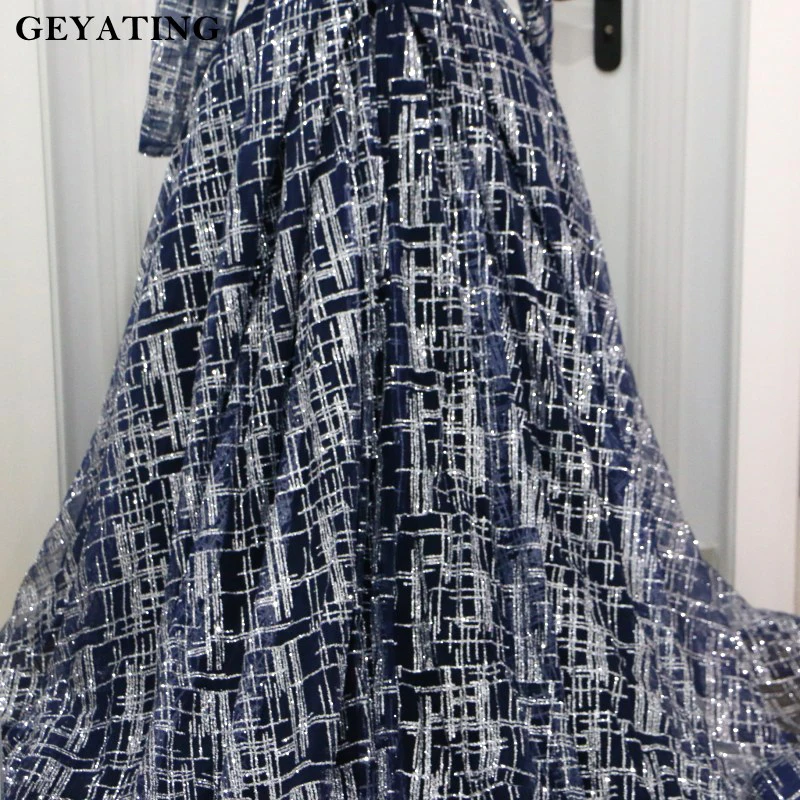 Glitter Sequins Navy Blue Muslim Evening Dress Long Sleeves Boat Neck Backless Sparkly Arabic Prom Dresses in Dubai Kaftan 2019 Glitter Sequins Navy Blue Muslim Evening Dress Long Sleeves Boat Neck Backless Sparkly Arabic Prom Dresses in Dubai Kaftan 2019