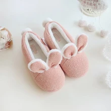 Conejo rosado precioso arte de la seda de invierno cálido terciopelo zapatos zapatillas Equipamiento del Hogar confortable interior y bolsas con los zapatos puestos