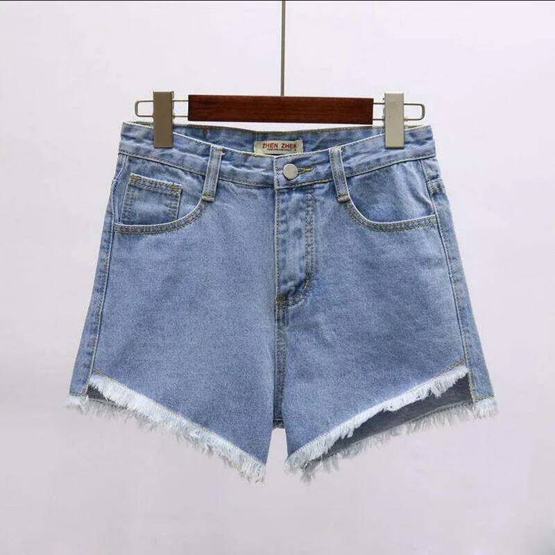 Джинсовые хлопковые шорты средней талией, джинсы для женщин, большие размеры 5 xxxxxl, черные, белые, синие, винтажные, на молнии, горячая