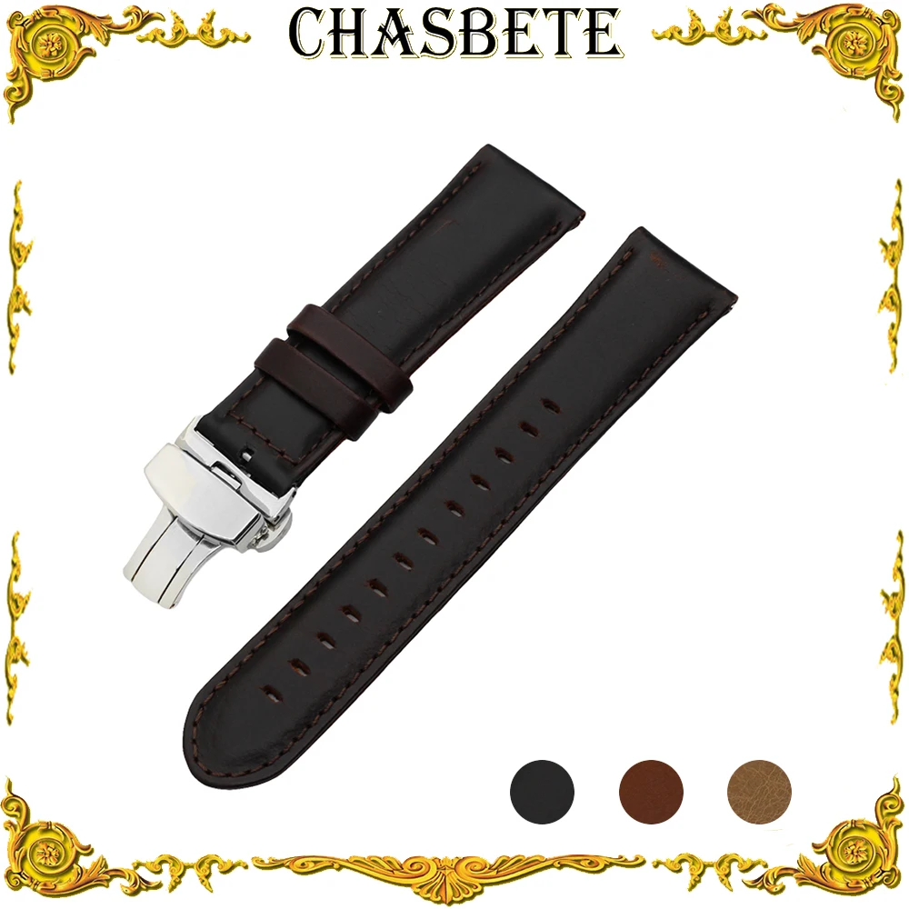 22 мм кожа часы ремешок для галечный время/Сталь Quick Release ремешок на запястье петли для ремня браслет чёрный; коричневый Для мужчин Для женщин