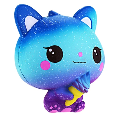 blue Новая галактика, мороженое, кошка, котенок, мягкое, медленно поднимающееся, милый, Jumbo ремень, мягкие для сжатия, ароматическая игрушка, подарок, малыш, веселье, 11x7x8 см - Цвет: blue