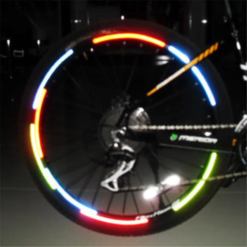 Hot (4Sheet)32Pcs x DIY Cool Fluorescent bicycle cycling decal stickers shox strap Cycling Wheel Rim Reflective Decal  Necessary