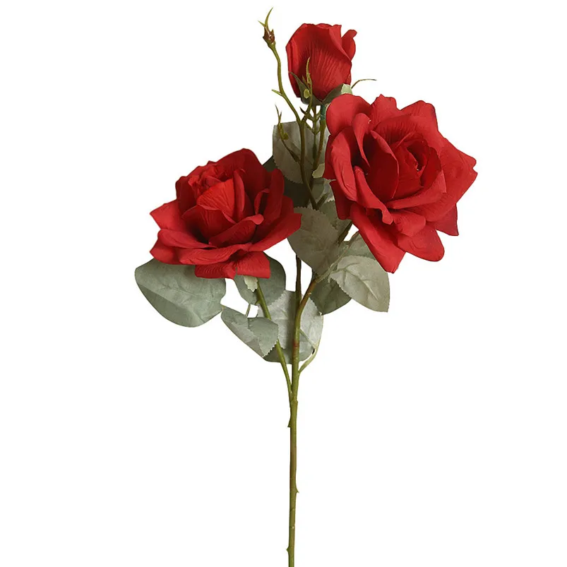 11cm Rose Flannel Peony Artificial Flowers Bouquet 3 Big Head and 1 Bud Cheap Fake Flowers for Home Wedding Decoration 40JUN2710
