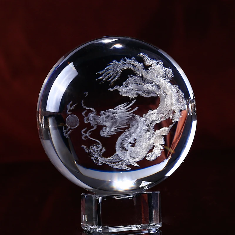 60 мм 3D лазерная гравировка K9 хрустальные Драконий шар из чистого прозрачного стекла фэншуй Драконий шар пресс-папье для украшения дома буддизм