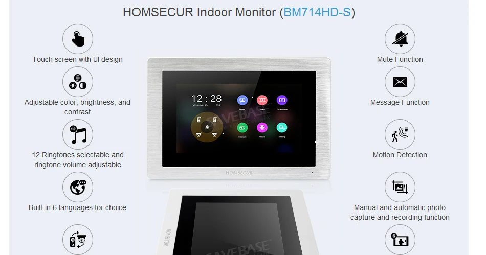 HOMSECUR 4 провода AHD видео и аудио дома, домофон доступа отпечатков пальцев для дома/без каблука BC061HD-G + BM714HD-S