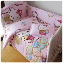 Акция! 6/7 шт. мультфильм бренд кровать Пеленальные принадлежности Набор для новорожденных легко распускать и мыть, 120*60/120*70 см