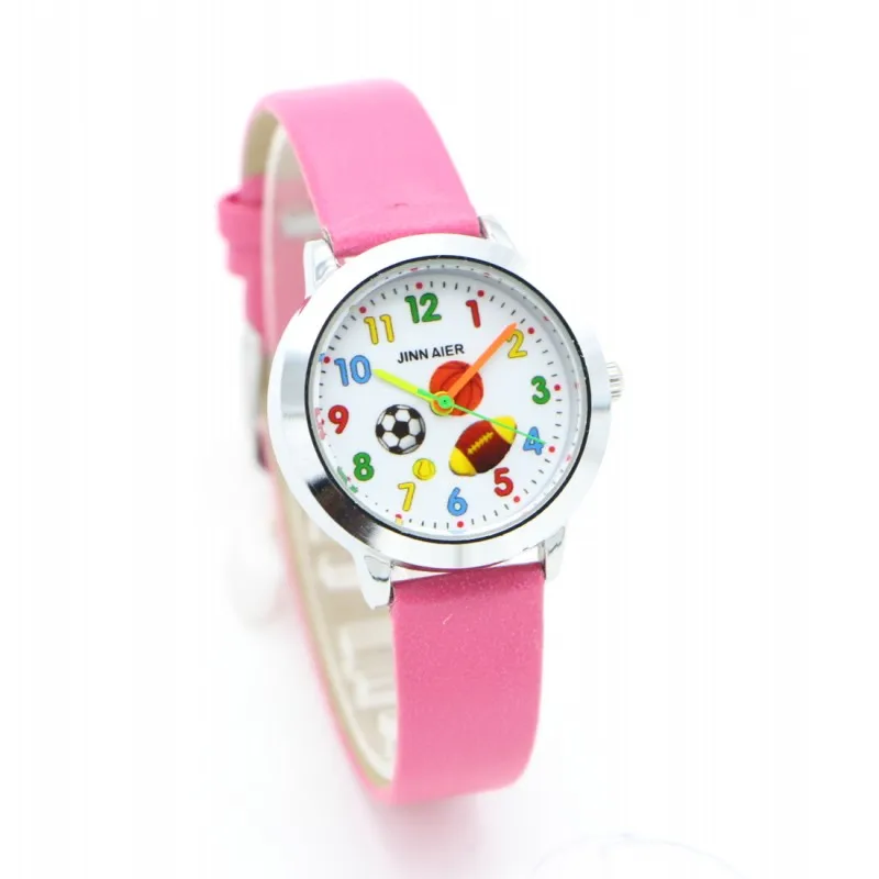 Новинка, модные детские часы с 3D рисунком футбола, детские часы для мальчиков, повседневные кварцевые наручные часы Montres Relogio kol saati - Цвет: rose