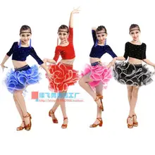 Костюм для латинских танцев для взрослых, бархатный топ+ газовая юбка, 2 предмета для взрослых, детский конкурс латиноамериканских танцев, комплекты S-4XL