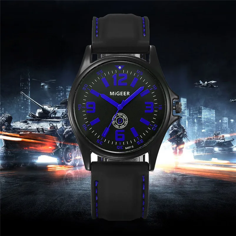Men Watch Sport Black Silicone Strap Quartz Hours WristWatch Hook Buckle Desktop Clock Relogio Masculino relojes hombre 3M24#N (8)