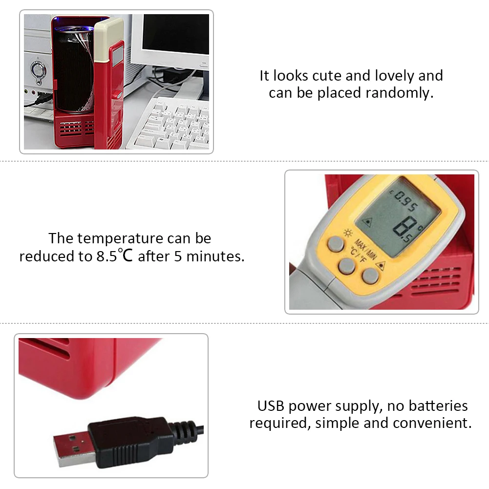 Настольный мини-холодильник USB гаджет банки для напитков охладитель теплее холодильник с внутренним светодиодный светильник для использования в автомобиле мини-холодильник