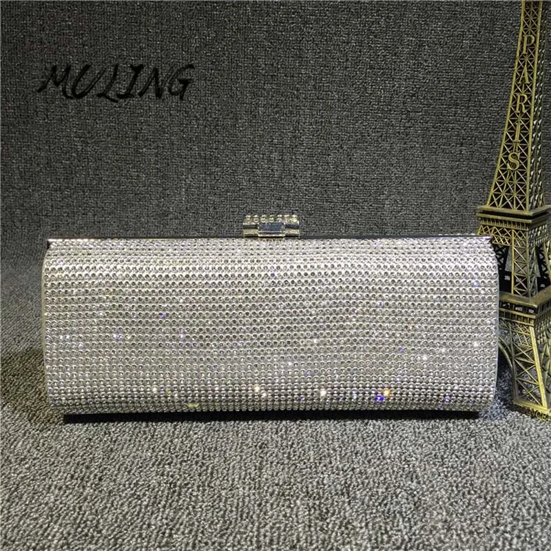 

Muling Rectangle Shaped Rhinestone women Evening Clutch Bag Handmade Handbag Phone Purse Evening Wedding Party Bag
