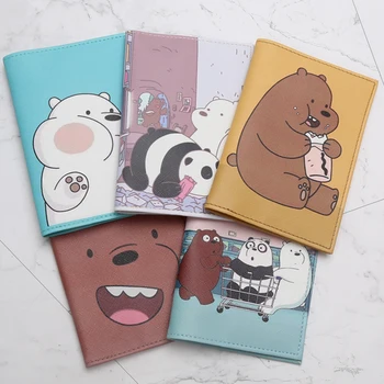 

Naked Bear Cartoon Passport Cover PU Leather Unisex Credit Card Holder Fashion Animal Prints Passport holder Bear