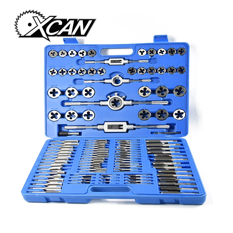 XCAN 110PC Metric Tap and Die Set for Metalworking Hand Tool Tap Wrench