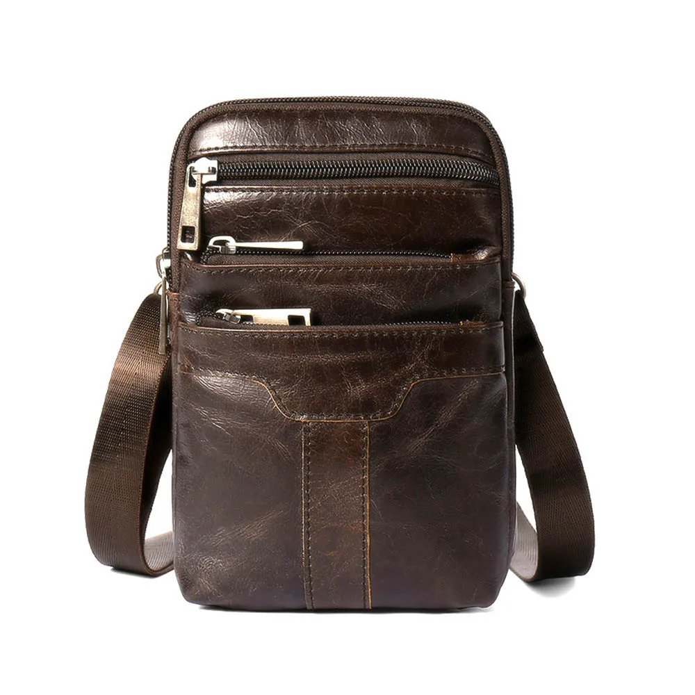 New Genuine Leather 7&#39; Mini Cross Body Shoulder Bag Men&#39;s Messenger Bag Men Cell Mobile Phone ...