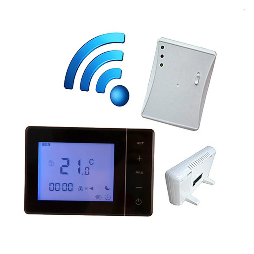 

433MHZ Wireless Gas Boiler Thermostat RF Control 5A Wall-hung Boiler Heating Thermostat Digital LCD Temperature Controller