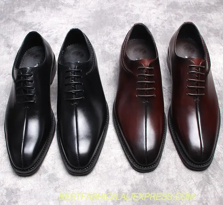 

Men's Dress Shoes Genuine Leather Smart Casual Lace-Up Male Low Heeled Brogue Shoes Height Increasing Gradient Vintage Moccasin