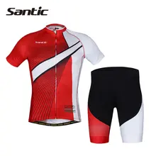 Сантич ткани coolmax Джерси установить с коротким рукавом Велоспорт наборы Pro команда лето велосипед красного цвета Спортивная одежда для мужчин MCT037