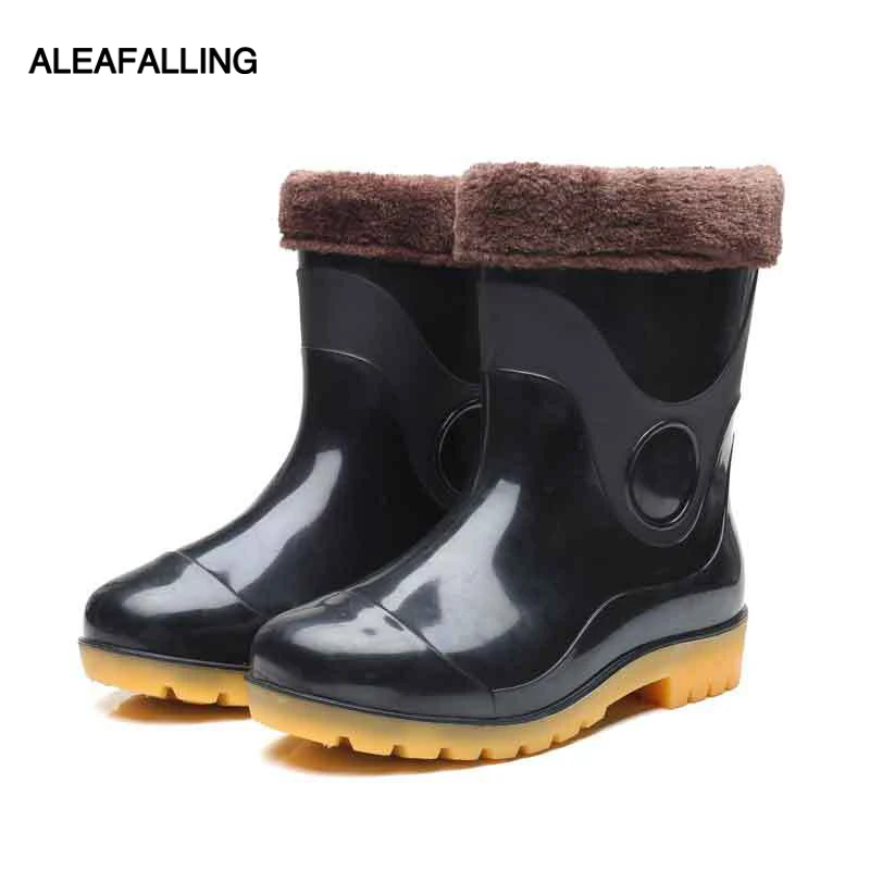 Goedkoop Aleafalling Mannen Regen Laarzen Werkplek Keuken Waterdicht Anti skip Anti olie Arbeid Schoenen Mannelijke Regenachtige Auto Wassen Mannen #039;s Schoenen W84
