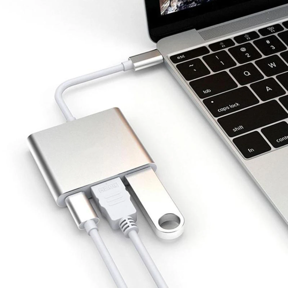 USB 3,0 адаптер переходник USB 3,1 type C для USB-C 4 K HDMI кабель 3 в 1 концентратор для MacBook Pro