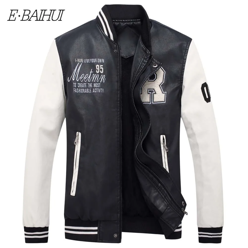 E-BAIHUI мужские бейсбольные куртки с вышивкой куртка с воротником-стойкой Куртки из искусственной кожи мужская одежда весенне-осенние пальто