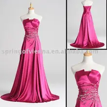 Heißer verkauf Formal Fuchsia Boden-länge Cocktail/Heimkehr/Mode Kleid New Fuchsia Farbe Elastische Satin Benutzerdefinierte Kleid Für Verkauf