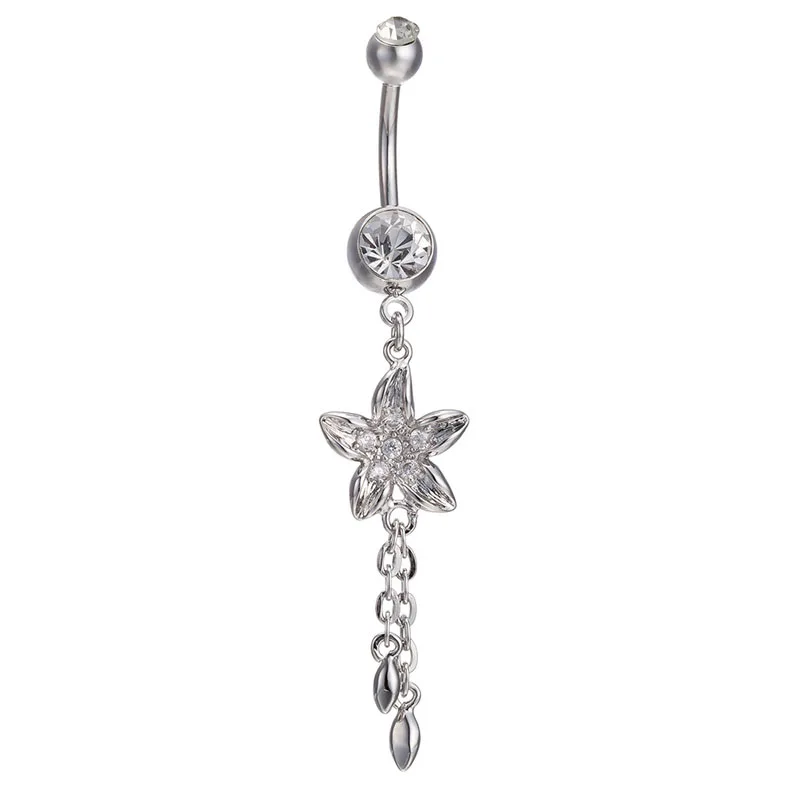 Hot Long Section of Lily Navel Button Flower Belly Button Piercings
